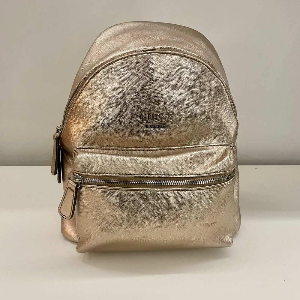 Guess Small Metallic Rose-Gold Backpack